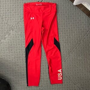 Under Armour women’s red USA  compression legging medium